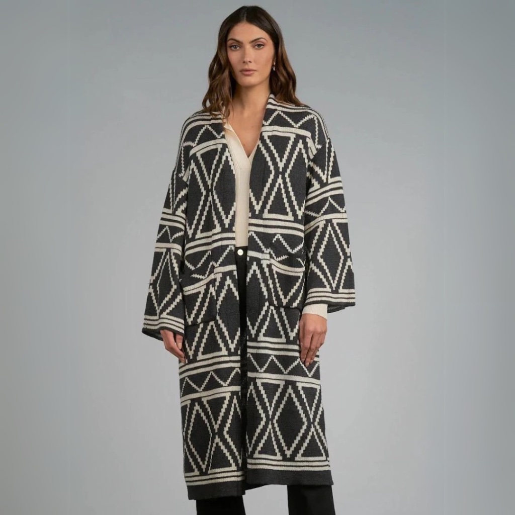 Like New Elan Long Duster Sweater Cardigan In Charcoal